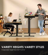 OffiGo 63 Inch L Shaped Electric Standing Desk with Drawers, Height Adjustable Large Desk with Power Outlets, Sit Stand Table, Writing Computer Desk for Home, Office, Workstation, Rustic Brown OffiGo