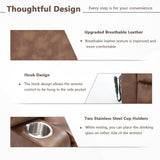 EZZUP Lay Flat Lift Recliner Chair with Massage & Heat for Elderly People, Electric Power Lift Chair with Dual Motor, Cup Holders and 2 Remote Controls, Breathable Faux Leather Brown EZZUP