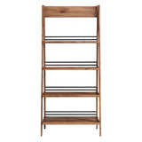 4-Tier Ladder Bookshelf - Freestanding Bookcase with Bar Back Frame - Shelves for Living Room, Kitchen, Bedroom, and Office by Lavish Home (Walnut) Lavish Home