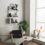 Wallniture Minori Washed White Floating Shelves for Wall Storage, Bathroom Shelves Over The Toilet Storage, Wood Wall Shelves Set of 3 with White Brackets Wallniture