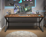 HSH Large Rustic Brown Computer Desk, 70 Inch Home Office Metal Wood Desk for 2 Person, Farmhouse Extra Long Writing Study Gaming Desk Table, Bedroom Living Room PC Laptop Dual Monitor Desk HSH