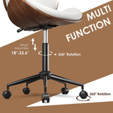 LUXOAK Ergonomic Home Office Desk Chair Set of 2, Mid-Century Modern Armless Chair with PU Leather/360°Swivel Wheels/Seat Height Adjustable for Office, Study, White LUXOAK