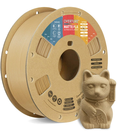 OVERTURE PLA Matte 3D Printer Filament 1.75mm, Matte PLA 1kg Cardboard Spool (2.2lbs), Dimensional Accuracy +/- 0.02 mm (Matte Wood)