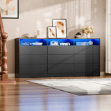 STIKELY 9 Drawer Dresser for Bedroom with Power Outlet and LED Light, Black Dresser Chest of Drawers for Closet, Modern Dressers Organizer Cabinet for Living Room, Entryway, Hallway STIKELY