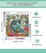 Lophomie Diamond Art Kits for Adults, 5D DIY Turtle Diamond Painting Kits for Adults Beginners, Diamond Dots Kits Gem Arts Crafts for Home Wall Decor 14x14 Inch(Don't Worry, Be Happy) Lophomie