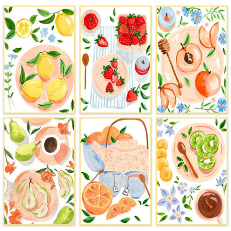 6 Packs Paint by Numbers Kit for Adults, DIY Fruit Adult's Paint by Numbers on Canvas, Easy Acrylic Watercolor Oil Painting by Number Without Frame(8x12 in) Clendo