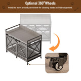 COZPAW Large Dog Crate Furniture, 48 Inch Wooden Dog Kennel for XLarge Dogs, Heavy Duty Dogs Furniture Indoor Wire Dog Cage with Caster Wheels,Decorative Pet House End Table, Textured Gray COZPAW