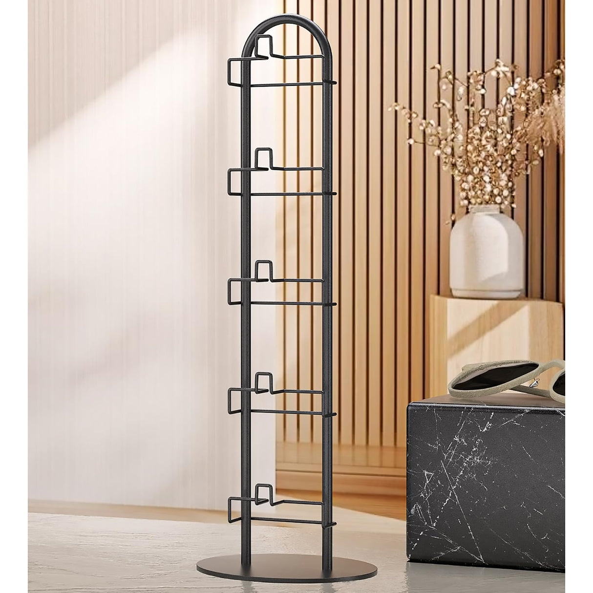 KunGe Sunglasses Organizer for Women, Glasses Holder, Sunglasses Display, Eyeglasses Rack Metal Frame, Eye Glass Holder Stand for Nightstand (Black) KunGe