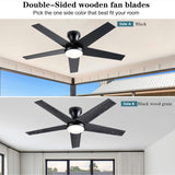 Ayaoty Ceiling Fans with Lights, 48 inch Low Profile Ceiling Fan with Light and Remote Control, Flush Mount, Reversible Motor, Dimmable, Noiseless, Black Ceiling Fan for Bedroom, Indoor/Outdoor Use Ayaoty