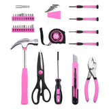 DOWELL 40 Pcs Home Tool Kit General Household Hand Pink Tool Set with Plastic Toolbox Storage Case for Home, Mini Tool kit for Women DOWELL