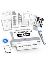 PRT Portable Printer Wireless for Travel, Bluetooth Thermal Printer Support 8.5" X 11" US Letter A4 A5, Compatible with iPhone, Android & Laptop, Inkless Printer for Office, Home, School, White PRT