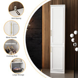 FAMAPY 2 Door Wardrobe Tall and Narrow Armoire Wardrobe with Hanging Rod, Gold Metal Handles, Closet for for Bedroom White (15.7”W x 19.3”D x 74.9”H) FAMAPY