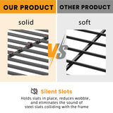 VIPSHOW 1.5 Inch Full Metal Box Spring with Round Corners - 3000 lbs Capacity, Low Profile Bed Slat Replacement Bunkie Board with Steel Slats, Noise-Free, Easy Assemble, Black VIPSHOW