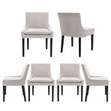 COLAMY Modern Dining Chairs Set of 6, Upholstered Corduroy Accent Side Leisure Chairs with Mid Back and Wood Legs for Living Room/Dining Room-Beige COLAMY