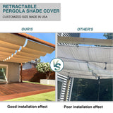 ECOOPTS 4'x16' Retractable Wave Sun Shade Canopy Pergola Cover Shade Sail Awning for Patio Porch Garden Yard Deck Outdoor (Brown) ECOOPTS