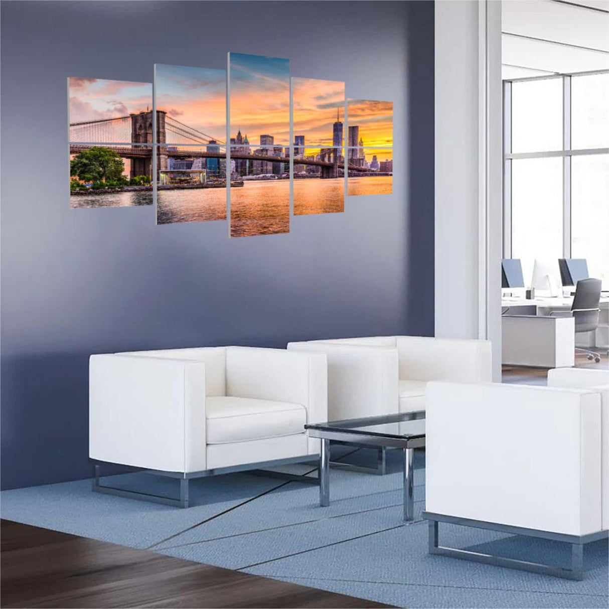 10 Pack Art Acoustic Panels New York City Skyline Decorative Sound Absorbing Wall Panel Self-Adhesive Noise Canceling Soundproof Padding for Home Office Studio 80" x 40" PZWKJOILPQ