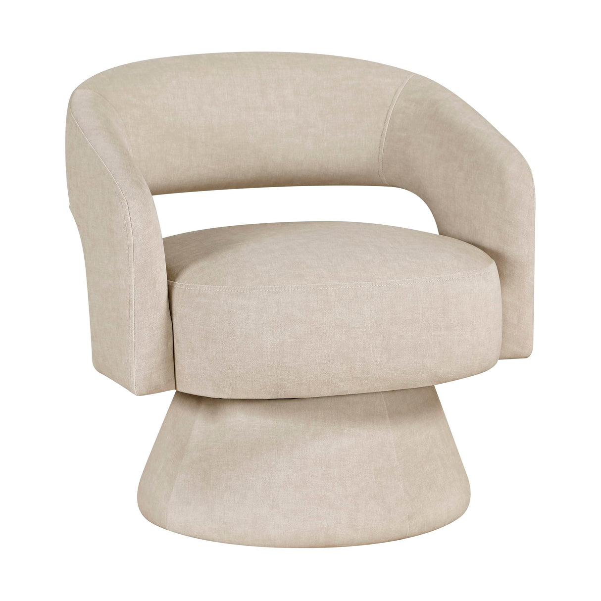 Lexicon 360 Degree Swivel Accent Chair, Modern Comfy Velvet Round Barrel Chair, Open Back, Plush Foam Cushions, Metal Swivel Base for Living Room/Bedroom/Office, Taupe Lexicon