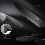 syvio Knife Set, 21pcs Utility Knife Sets for Kitchen with Block and Sharpener, Razor-Sharp, Effortless Sharpening, Premium Kitchen Knives with 6 pcs Kitchen Utensils Set and Utensil Holder, Black syvio