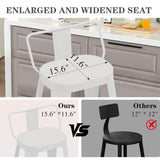 ALISH 30 Inch Bar Stools Set of 4, Industrial Metal Barstools Farmhouse Bar Chairs with Large Seat for Kitchen Island (30 Inch, White) ALISH