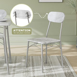 VECELO Dining Table Set for 4, 5-Piece Kitchen Table with 4 Chairs, MDF Board Tabletop with Metal Frame for Small Space, Compact Dinette, Breakfast Nook, White VECELO