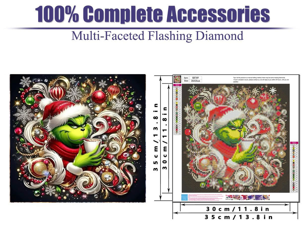 MjhRcll Christmas Diamond Art Kits for Adults,5D Diamond Painting Kits Full Round Drill,Diamond Dots for Relax and Home Decor 14X14 Inch MjhRcll