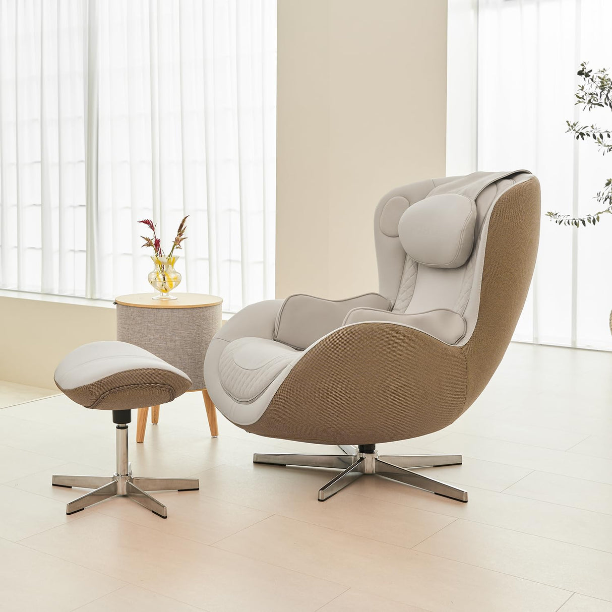 Nouhaus NOU Campo Heated Massage Chair,Full Body Massaging Zero-Gravity Leisure Recliner with Low-Noise 3D Massage and Dual Sound Systems Modern Massage Chairs (Elder White) Nouhaus