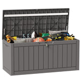 EAST OAK Outdoor Storage Box, 90 Gallon Deck Box, Waterproof Resin Storage Bin for Patio Cushions, Gardening Tools, Outdoor Toys, Lockable, UV Resistant, Grey EAST OAK