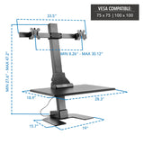 Mount-It! Double Monitor Electric Standing Desk Converter - 2 Screens Stand Up Desk Riser - Height Adjustable Desktop & 2 Mounts for Screens up to 32", Sit-Stand Convertor for Home, Office, School Mount-It!
