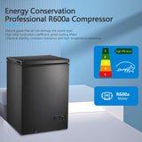 R.W.FLAME Chest Freezer 3.5 Cubic Feet with 2 Removable Baskets and Defrost Water Drain, Deep Freezer, Adjustable Temperature, Energy Saving, Top Open Door Compact Freezer (3.5 Cubic Feet, Black) R.W.FLAME