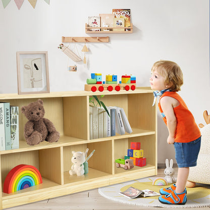 KOALA DIARY 2-Tier Montessori Wooden Storage Cabinet with 5 Compartments for Kids' Toys and Books - WoodArtSupply