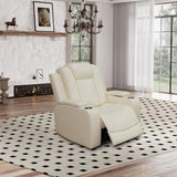 GEBADOL Power Recliner Sofa Set, Breathing Leather Sofa Set with Storage Console/Cup Holders/USB Ports, Leather Reclining Couch Set for Living Room (Creamy White, Sofa+LOVESEAT+Chair) GEBADOL