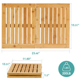 Waterproof Bamboo Bath Mat for Shower, Foldable | Non-Slip | Heavy Duty, Wooden Bath Mat, Floor Mat and Doormat for Indoor Outdoor, 23.4in x 15.6in viewcare