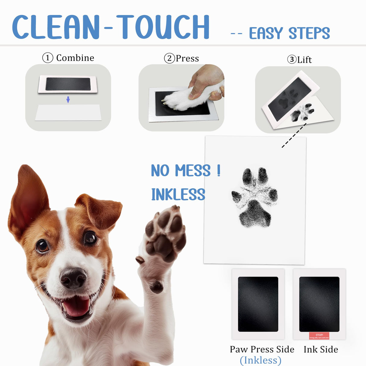 MYPAWLETS Paw Print Kit,Clean Touch/Inkless Ink Pad for Dog/Cat Pawprints,Paw Print Stamp Pad for Dogs,Dog Paw/Nose Print Kit Keepsake,Pet Paw Print Impression Kit with Frame,Gifts for Pet Parents-4M MYPAWLETS
