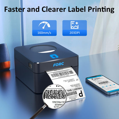 Forc Shipping Label Printer,Bluetooth Thermal Label Printer, 4x6 Label Printer for Small Business for Amazon,Ebay,Etsy,Shopify Shipping Packages,USPS,UPS,Support Windows, Mac, iOS, iPhone, Android