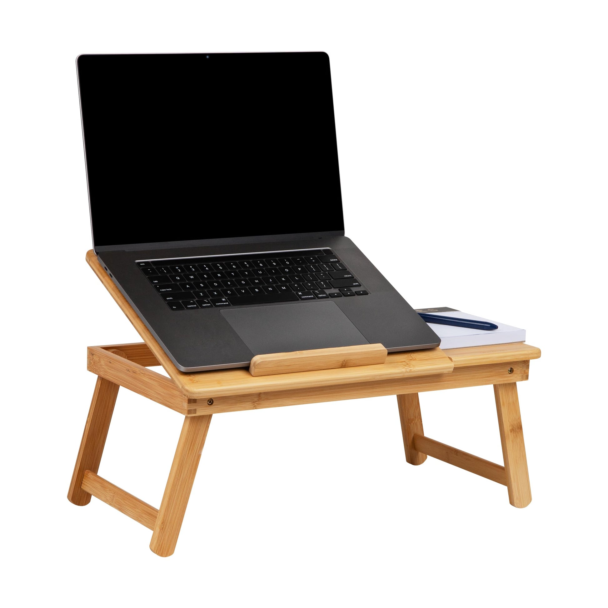 Mind Reader Lap Desk Laptop Stand, Bed Tray, Dorm Room, Folding Legs, Rayon From Bamboo, 21.25"L x 13.19"W x 8.25"H, Brown - WoodArtSupply