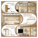 Garvee Loft Bed Twin Size with Ladde and Arched Guardrail, Heavy Duty Metal Loft Bed Frame for Kids and Adults, Sturdy Steel Slats Support, Small Space Saving Design, No Box Spring Needed, Gold Garvee