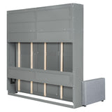 Harper & Bright Designs Queen Size Murphy Bed Cabinet Wall Bed Chest with Sofa, Storage Bookshelves, Wooden Murphy Bed Frame for Home Office Guest Room Bedroom, Gray Harper & Bright Designs