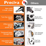 Hole Punch Plier, Preciva Revolving Punch Hole Tool with V-shaped Cutting Edge Design, 6 Hole Sizes & 20cm Stainless Steel Ruler Used for Leatherr, Belts, Thin Iron Sheets, Paper Cards, Plastics, & Fabrics Preciva