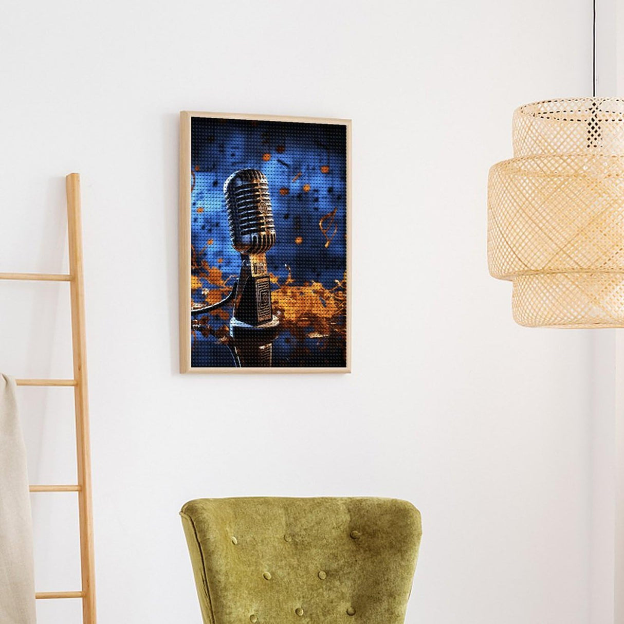 GHENBLT Microphone with Music Notes 5D Diamond Painting Kits for Adults Beginners Large Round Diamond Art Painting DIY Full Drill Diamond Dots Wall Paintings Gem Art for Gift Home Wall Decor 12"x16" GHENBLT