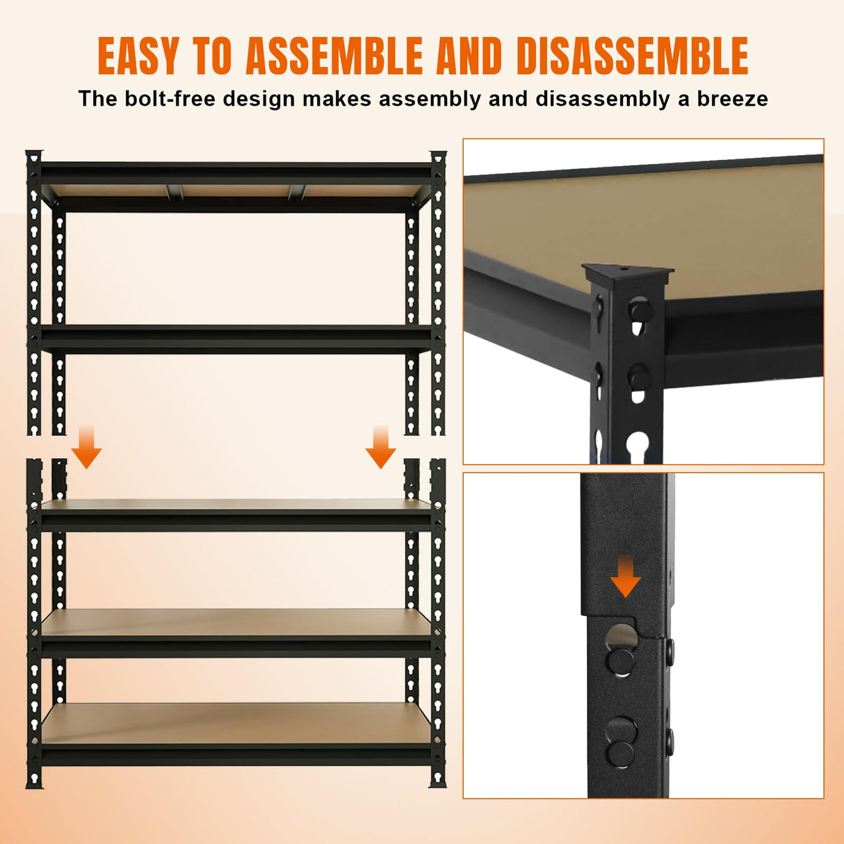 BIG RED Storage Shelving Unit, 5-Tier Adjustable, Heavy Duty Metal Garage Shelves/Utility Rack for Kitchen, Pantry, Basement, Bathroom, Laundry - 3,000lb Capacity, Black, 72" H x 48" W x 24" D BIG RED