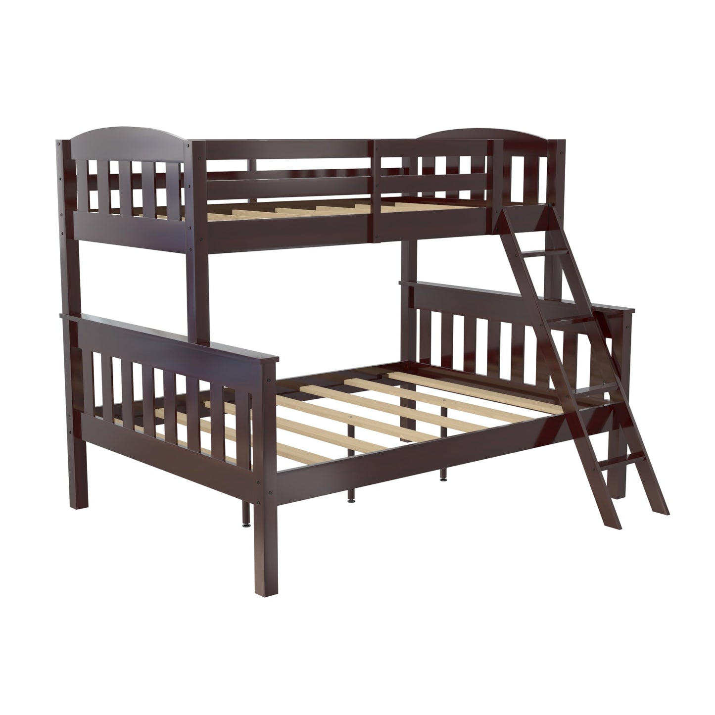 DHP Airlie Espresso Twin-Over-Full Convertible Bunk Bed with Ladder and Guardrails - WoodArtSupply