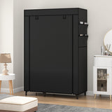 Calmootey Portable Closet Organizers, Clothing Storage, Wardrobe with 6 Shelves and Hanging Rod, Non-Woven Fabric Cover with 4 Side Pockets, Black Calmootey