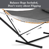 SUNCREAT Double Portable Hammock with Stand, 2 Person Hammock with Curved Spreader Bar, Balance Ropes Included, Dark Gray SUNCREAT