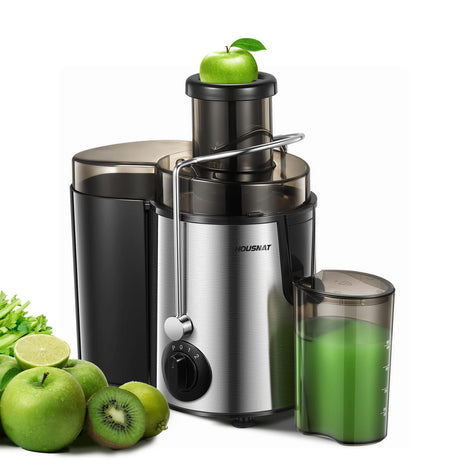 Juicer Machine, HOUSNAT Centrifugal Juicer,Extractor Max Power 800W Juice, 65MM Chute for Whole Fruit and Vegetables, Juice Extractor with 3 Speeds Quick Juicing, Easy to Clean, BPA Free,Silver HOUSNAT