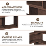 AKFJOSGE Expandable 3-in-1 Convertible Bookcase with Adjustable Width, Corner & Straight Shelf Design, 4-Tier Modern Storage Organizer, Space-Saving Wooden Bookshelf for Living Room, Bedroom AKFJOSGE