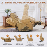Rhevoy Large Power Lift Recliner Chair for Elderly, Lay Flat Oversized Recliner for Big and Tall with Massage and Heat, Adjustable Headrest, Extended Footrest, Infinite Position, USB Ports, Beige Rhevoy