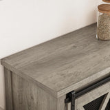 IDEALHOUSE Coffee Bar Cabinet, Console Entryway Table with Storage, Farmhouse Sideboard Buffet Cabinet with Sliding Barn Doors, Wine Liquor Cabinet with Racks for Kitchen, Hallway, Living Room, Gray IDEALHOUSE