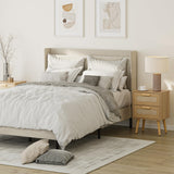 Masupu Rattan Night Stand,Modern nightstand Boho Bedside Table with 2 Drawer,Small End Side Table for Bedroom,Living Room,Office,Natural Masupu