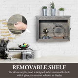 MyGift 15 x 11 inch Wall Mounted Vintage Gray Solid Wood Display Case, Hanging Shadow Box with Clear Viewing Panel on Hinged Door, Metal Latch and MyGift