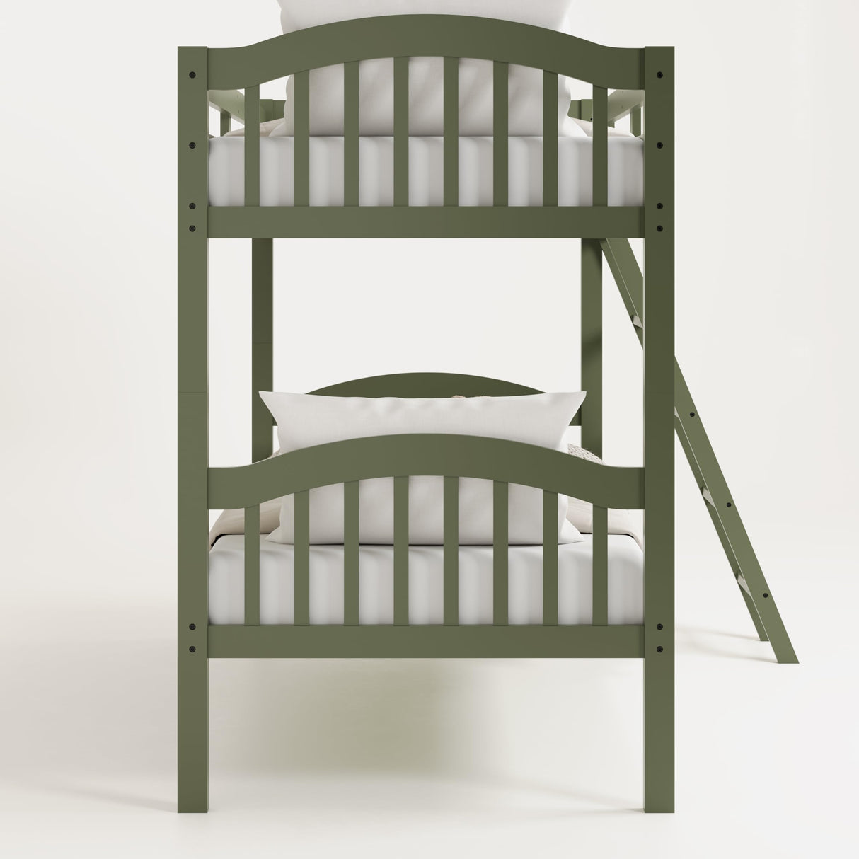 Storkcraft Long Horn Twin-Over-Twin Bunk Bed (Olive) - GREENGUARD Gold Certified, Converts to 2 Individual Twin Beds, Wood Slats, Bunk Bed Twin Over Twin for Kids, Ideal for Kids Storkcraft